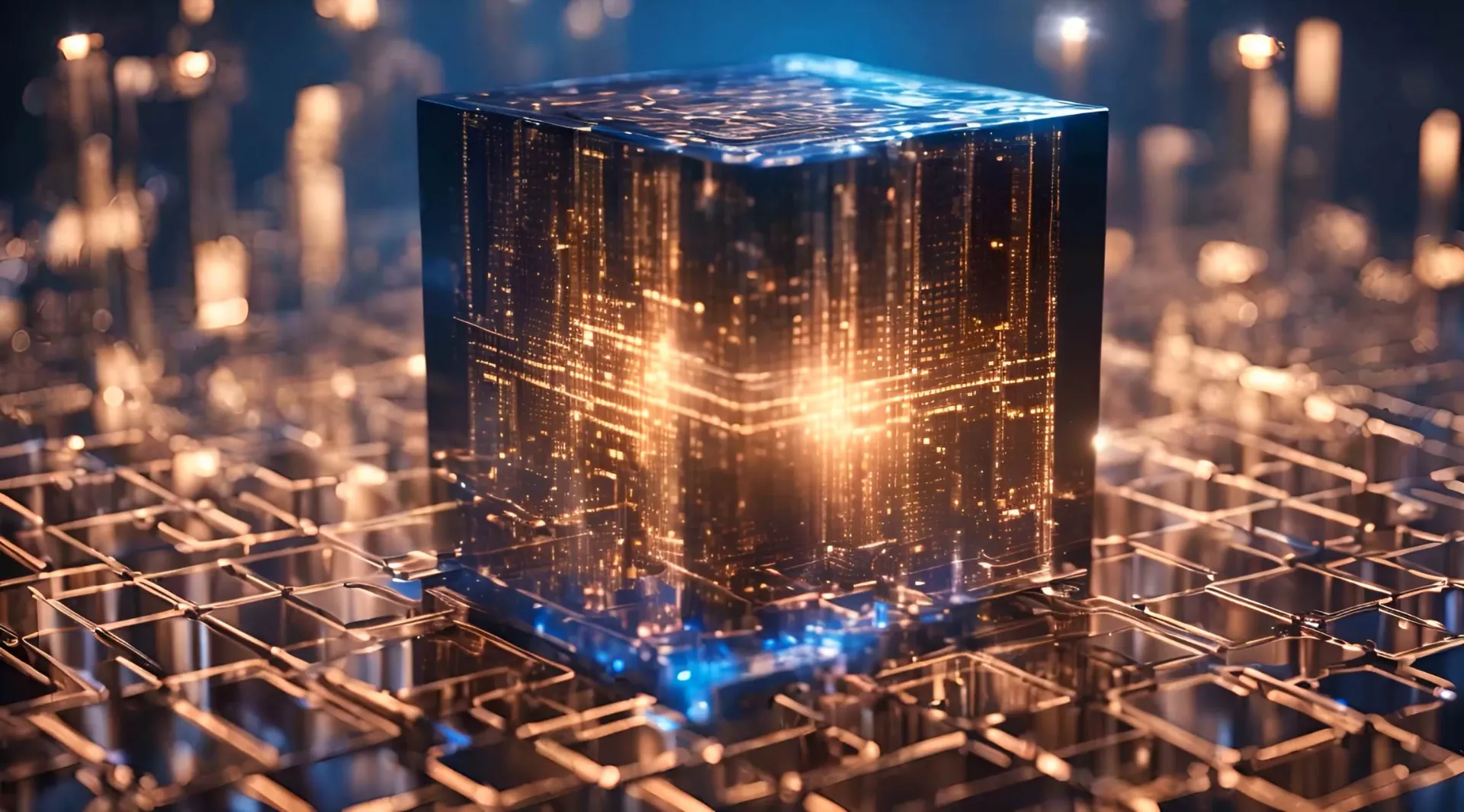 Sci-Fi Cyber Tech Cube Cityscape Stock Video